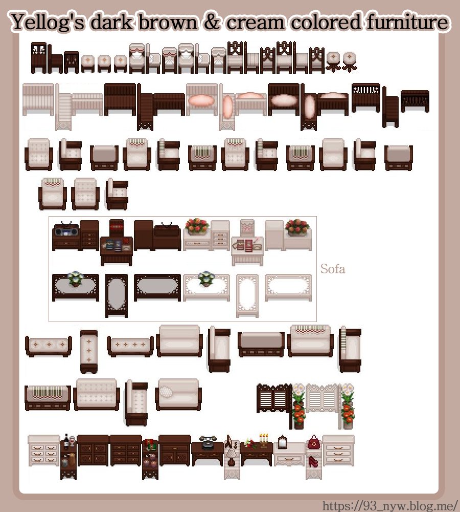 Nexus Mods on X: ““Yellog’s dark brown and cream colored furniture