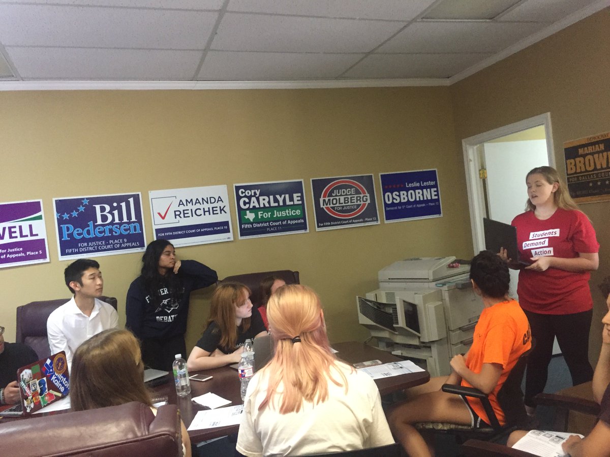 dfw_sda's tweet photo. Our young leader's meeting to discuss future plans for Students Demand Action in the Dallas-Fort Worth area. Big thanks to @NathanForTexas for providing the forum! DM if you're interested in joining https://t.co/L3vq6SHU1f