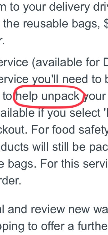 Hey <a href="/woolworths/">Woolworths</a> cudos for removing plastic bags from home deliveries. How though, do you justify a $3.50 unpacking fee when it clearly states the consumer needs to help. Seems we’re being extorted for your environmental gesture...