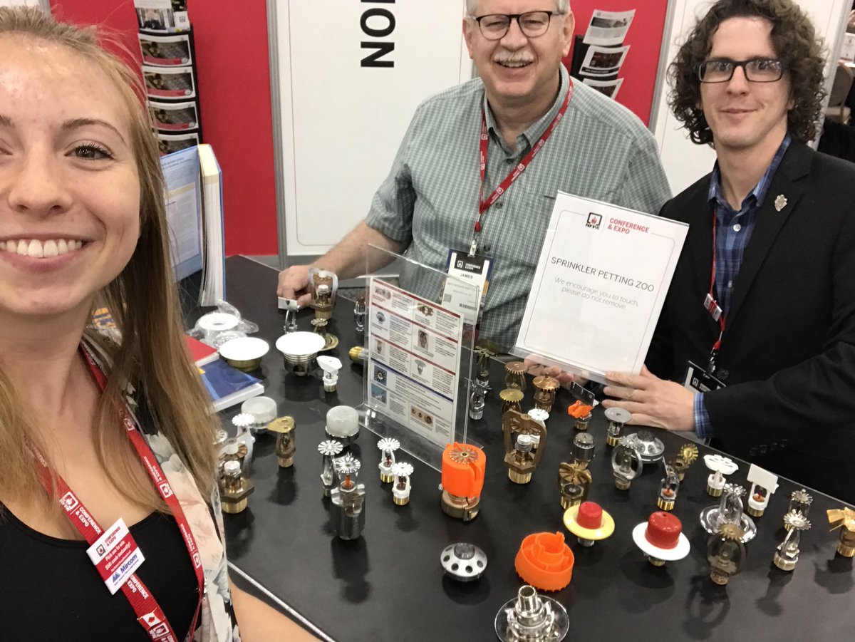 Victoria___Mae's tweet photo. Caught up with James Call from the Smithsonian at the Sprinkler Petting Zoo today. Got to talk about his session on responding to sprinkler activation. Experience and insight! #NFPAExperience #NFPAconf https://t.co/BX3jmzrEtY