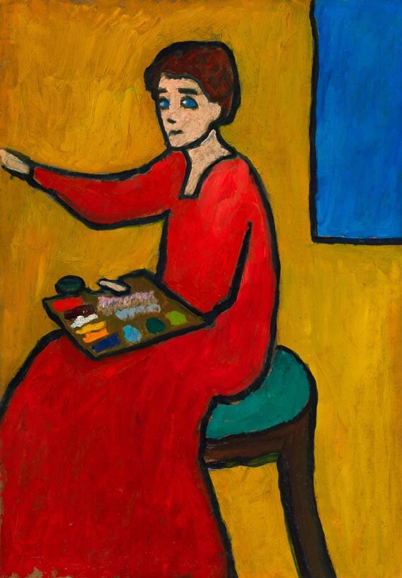 (15) Gabriele Münter was a founder of the influential Der Blaue Reiter &amp; German expressionist.  Her pivotal position is only now being recognised. My favourite work of hers for its bold colours, powerful composition &amp; emotional strength. It is of a fellow woman painter (1911)