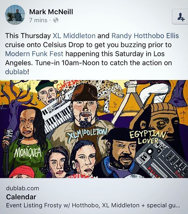XLMiddleton's tweet photo. Tomorrow I'll be live on @dublab w/ @hotthobo on Celsius Drop w/ @dubfrosty just in time for #ModernFunkFest. Tune in at 10 am tomorrow west coast time - https://t.co/hH6fqQ29xx. https://t.co/04cSRjESaK https://t.co/8ov7ULoQ8C
