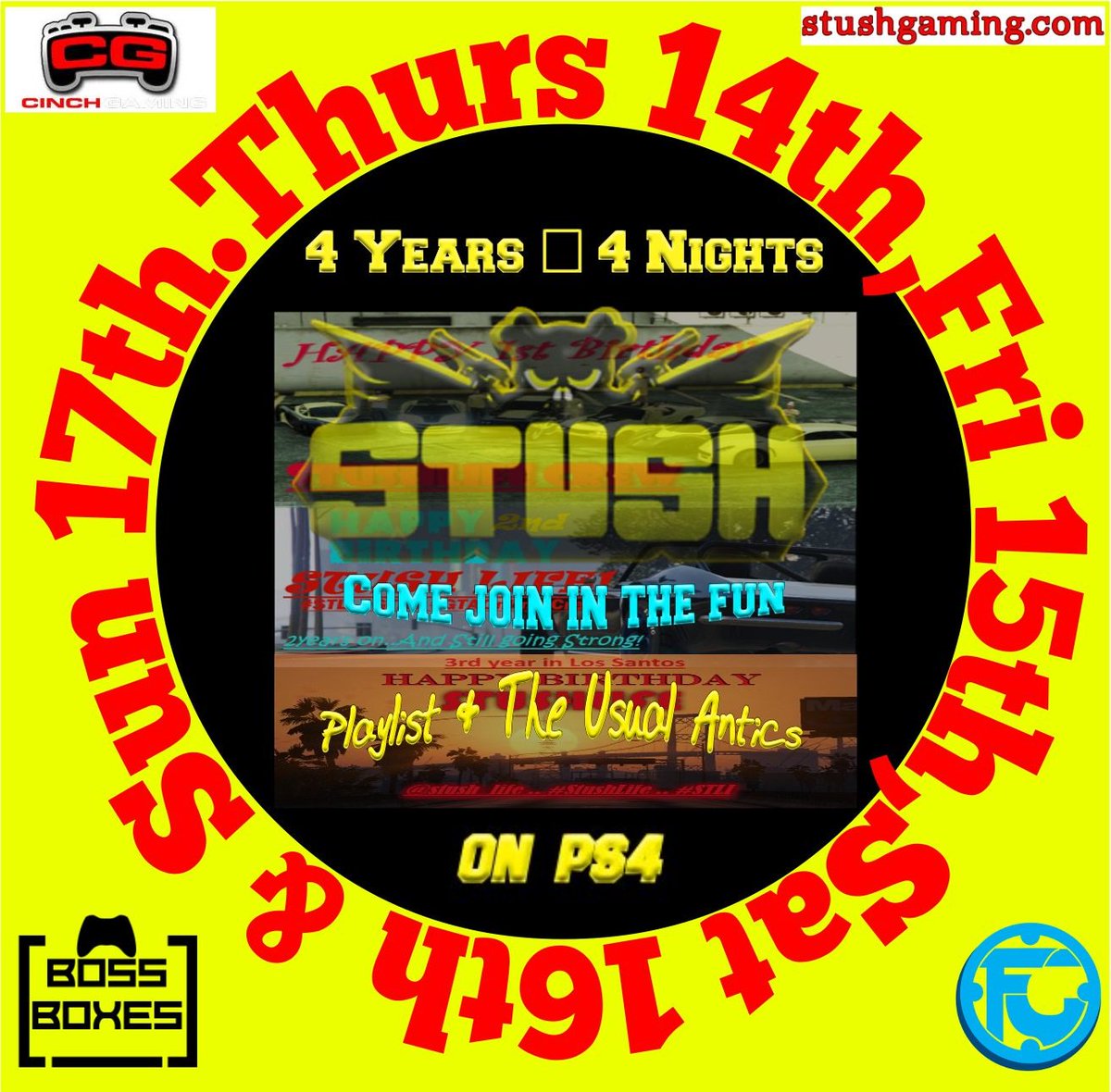 Stushtweets's tweet photo. 4 Years = 4 Nights of #Stush..  Starting Tomorrow Thursday 14th June Till Sunday 17th June... #Stush4Life #STLI #GTAV #GTAOnline #SLGC https://t.co/t6ytWUBmsN
