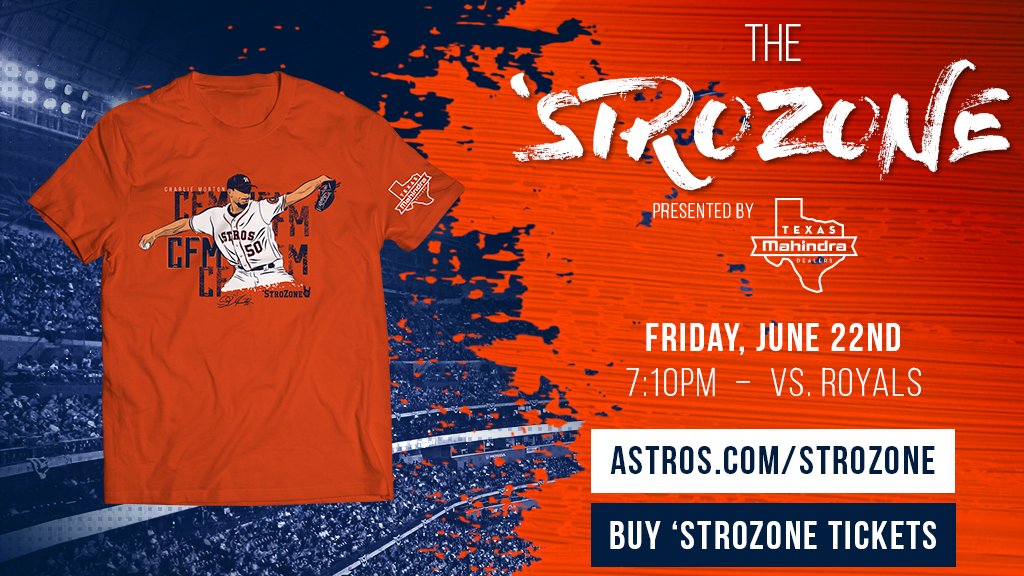 astros's tweet photo. This #CFM shirt. 👀

Only way to get it is in the #StroZone on June 22, presented by Texas Mahindra Dealers. Details and tickets: https://t.co/26phKMrNuk https://t.co/6KMjk7PgI5