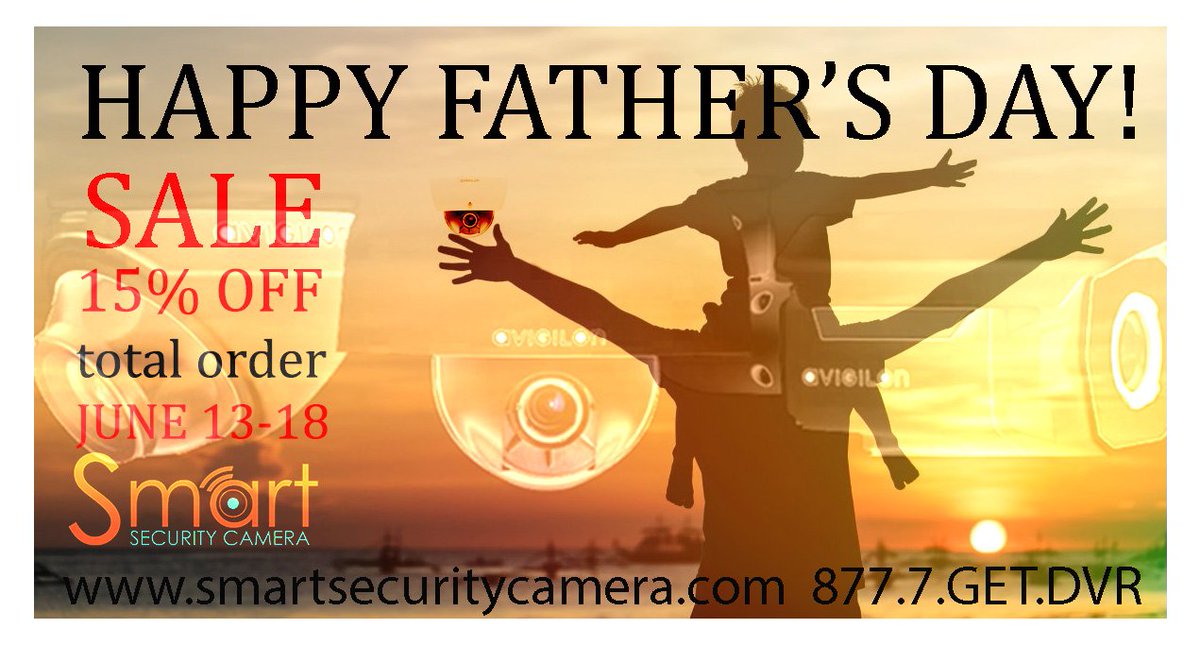 getsmartdvr's tweet photo. * FATHER'S DAY SALE!! *15%OFF total order!*
HAPPY FATHER'S DAY FROM SMART SECURITY CAMERA! https://t.co/HftvFiG0BR https://t.co/ZCKWOYx97l #smartsecuritycamera #fathersday #sale #securitycamerasale #fathersdaysale #smartsystemsdoneright #getsmartdvr #ssc #smartcameras #security https://t.co/ijjLhdcic3