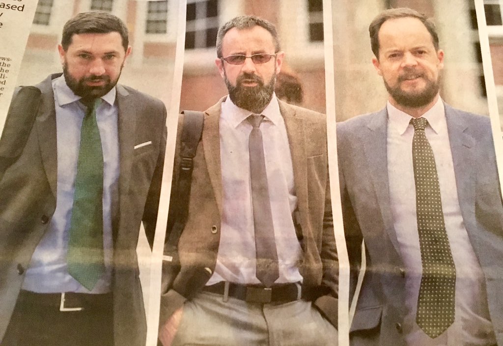 IdahoNua's tweet photo. "Right lads, we are off to the #CharletonTribunal !
Tight patterned tie ✔
Man bag ✔
Neatly trimmed beard ✔
Silver belt buckle ✔
Black belt ✔
Wry smile ✔
Let's go do this thang ❗️ https://t.co/1DCqW4SFbA