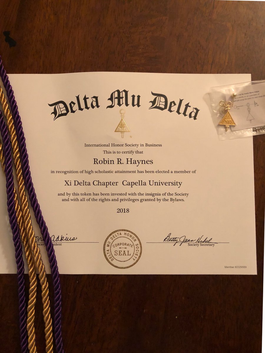 Knowing_Helps's tweet photo. Super excited to have been inducted into Delta Mu Delta (Xi Delta Chapter) which is International Honor Society in Business. #hardwork #MBA #GPA3.8 #securethechip https://t.co/O1u0me7EoK