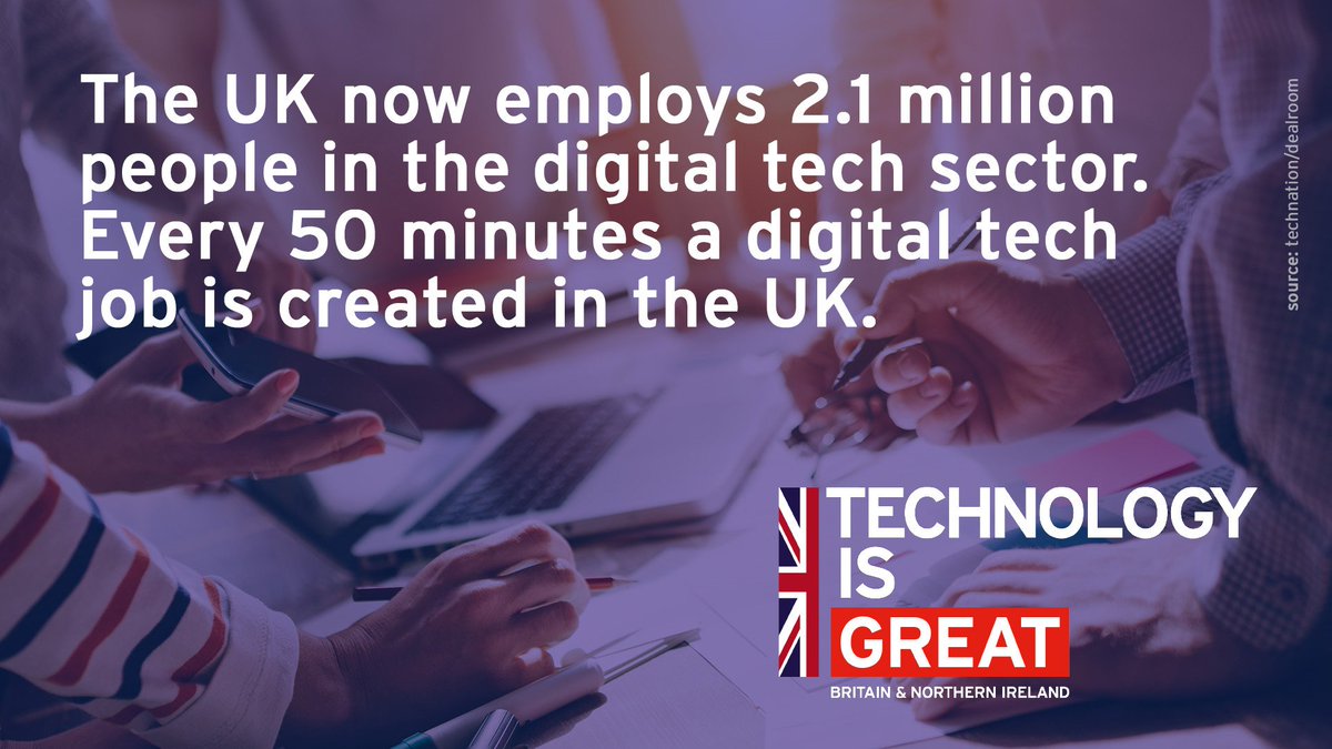 UKinUSA's tweet image. Jobs​ and careers​ in digital tech are on the rise across the UK with a new job created every 50 minutes. #TechIsGREAT