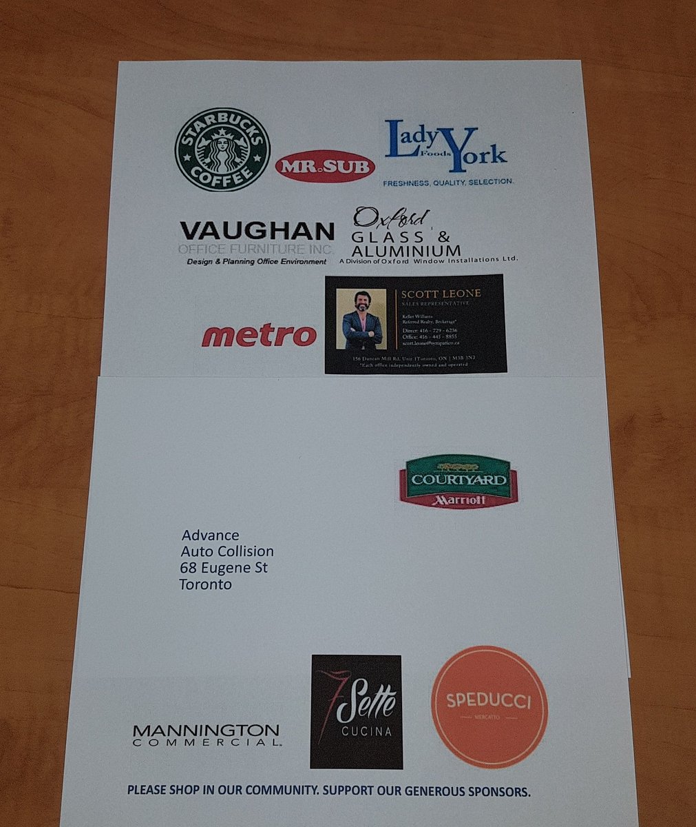 scottle07's tweet photo. @iccsToronto @tdsb @MICHAELaCACCAMO thank you you all the sponsors @Starbucks @LadyYorkFoods @MRSUB1968 @Marriott_Hotels #advancedauto #speducci #settecucina @ManningtonUSA #oxfordglassandaluminium #vaughofficefurniture come to Immaculate Conception Catholic School on June 15th https://t.co/R68hyIsmTZ