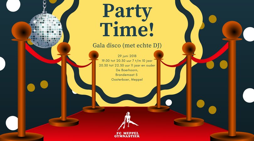 Binnenkort Gala disco voor onze leden! Aanmelden kan nog ruim een week maar vol=vol! Meer info op fcmeppelgymnastiek.nl