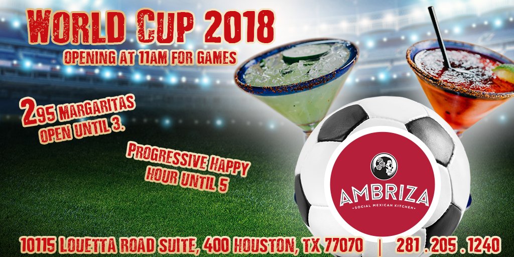 AmbrizaKitchen's tweet photo. Have you heard about our progressive happy hour? We have it going on Monday-Friday this week! Stop on by!

Follow: @ambrizakitchen

#happyhour #drinkspecials #progressivehappyhour #happyhoureveryhour #happyhourhouston #happyhourreinvented #houstonsbesthappyhour https://t.co/VcySCV89bs