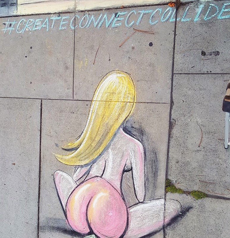 CollideHQ's tweet photo. Check out our chalk art created by @havenaq &amp; @jamhaven for #SMWLA getting use! Come get a photo 🤳(On Santa Monica Blvd. in between 10th &amp; 11th adjacent to SMC's Broad Stage) and tag @collidehq &amp; #CreateConnectCollide for a chance to be featured on our social! https://t.co/ei0d6AL7LI