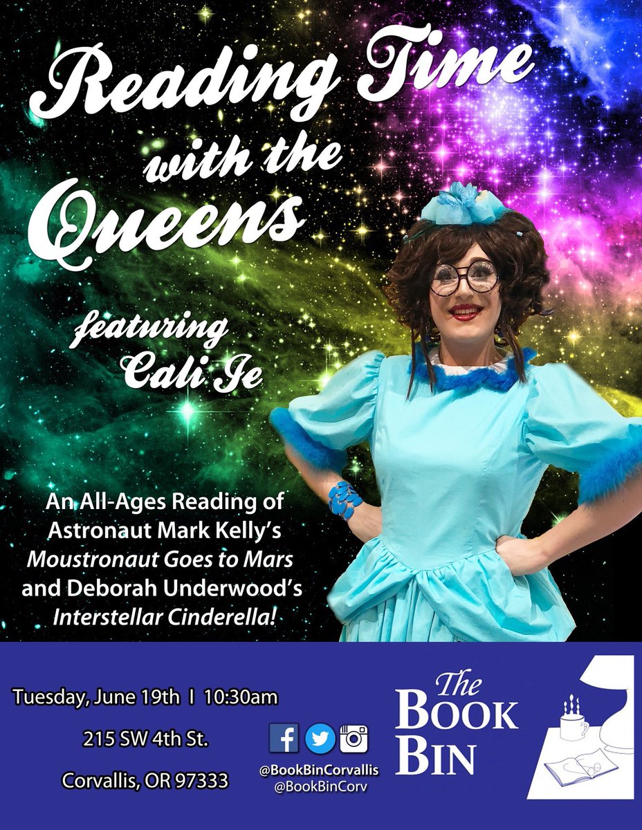 BookBinCorv's tweet photo. We will be hosting another Reading Time with the Queens! This time, it’s in space! Come and visit your very own Cali Je and friends as we read wonderful books about space! It all starts on Tuesday, June 19th at 10:30am!
Make sure you wear your space-themed outfits! #BookBinEvents https://t.co/nqnQZsn4Zk