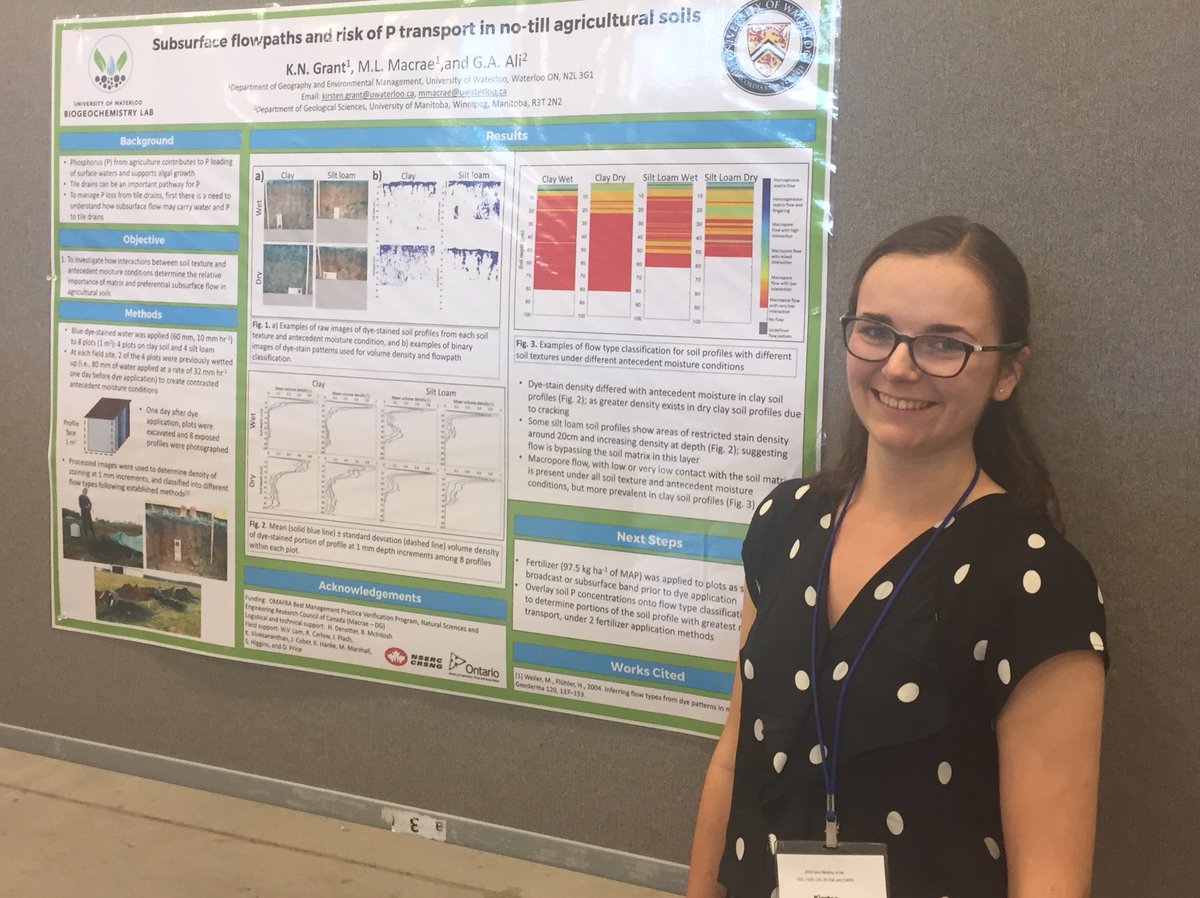 Thanks to all who came by my poster to chat about flowpaths and nutrient transport in #ontag soils. Appreciate the discussions and feedback! #CGU2018