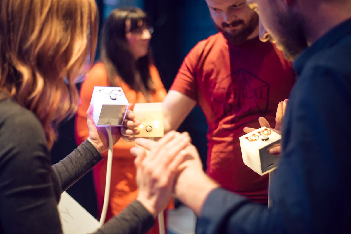 PlayfulArtsFest's tweet photo. 11) Bot Party by @phoenixperry &amp; @c_a__page. Through humans the bots use the proprietary bot to skin to skin to bot communication protocol (BSSB) to send encoded secret messages to each other. 15 &amp; 16 June @werkwarenhuis #playfularts2018 #altctrlgame 
https://t.co/Yk1vGtViRb https://t.co/KyKCk0EgGe