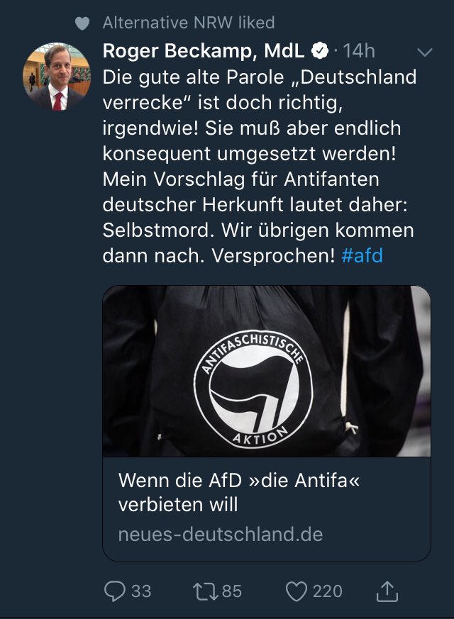NZSBXN's tweet photo. wenn der #patriotismus so hart kickt das du nicht mehr zwischen mensch und land unterscheidest 

ich halte aber vorerst fest: „deutschland verrecke“ ist richtig - irgendein #afdfutzi https://t.co/kMUpFcEXAK