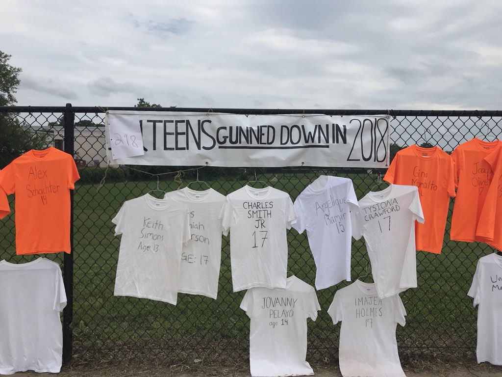 moco4change's tweet photo. The shirts are now at Walter Johnson High School! They will be taken down one week from today, so stop by WJHS before they’re gone. This is the last stop for the school year, but they’ll be back at the start of next year. #MemorialForOurLives https://t.co/vrKRLhlFoN