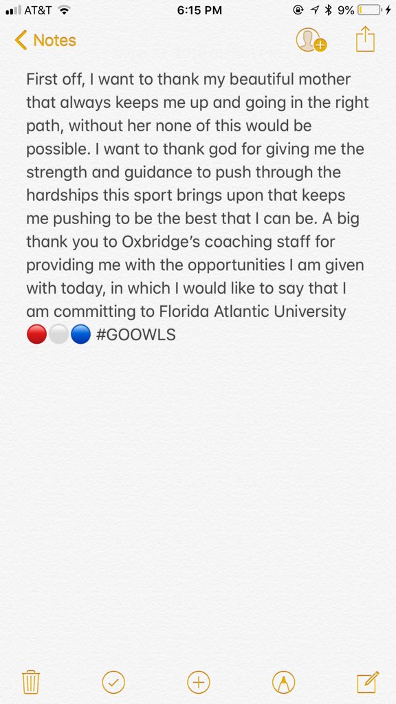 Garcia12Gio's tweet photo. COMMITED !! 🦉🔴⚪️🔵 @Lane_Kiffin @WeisJr_FAU @FAUFootball1 @561Recruiting @Rivals https://t.co/28rjqu8SFM