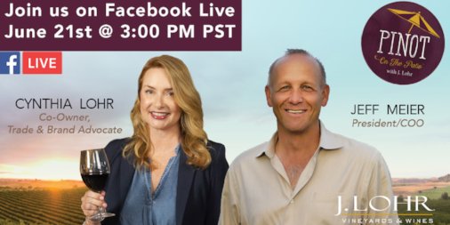 It's Pinot on The Patio Live! Join us on Thursday, June 21, the first day of summer - Cynthia Lohr &amp; winemaker Jeff Meier will be hosting a Facebook Live @ 3pm PDT. We'll be plank-grilling salmon, talking al fresco dining and, of course, pouring our Falcon's Perch #Pinot.