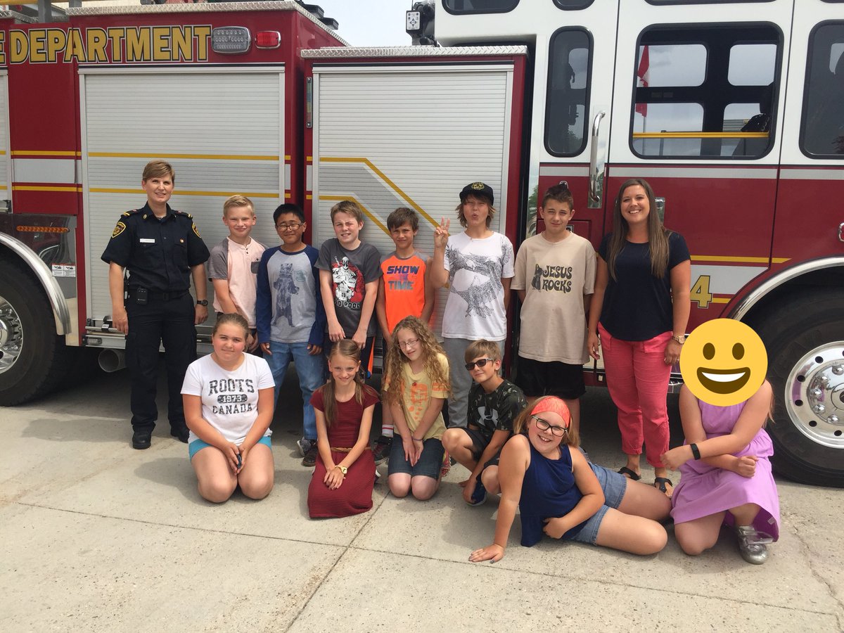 mrs_rfriesen's tweet photo. Thank you to the Steinbach Fire Hall for having us down and giving us a peek into what you do and teaching us about fire safety! @BlumenortHSD https://t.co/AJo0AtBBlp