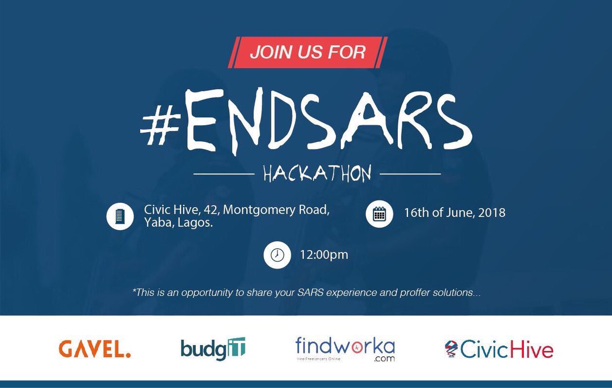 fowobi_page's tweet photo. You are all invited Distinguished. Let’s tell our stories and publish to the world. #EndSARS #PoliceBrutality This Saturday #EndSARSHackathon @citizen_gavel @BudgITng @CivicHive @findworka @AbdulMahmud01 @segalink COPIED. https://t.co/KzMuxnc4u1