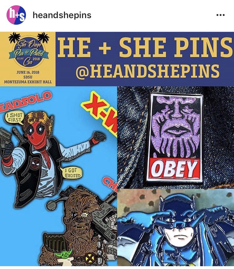 TheComicJam's tweet photo. What’s this?!? Our pals @heandshepins are going to be at @pinandpatchcon this weekend in section A-1?!? I guess I need to tell folks because they’re there best! #patchyoself #pinyoself #putapininit #comics #nerdfuckery #butgoodnerdfuckery #thebestactually #givethemyourmoney https://t.co/pibDiBNvqC