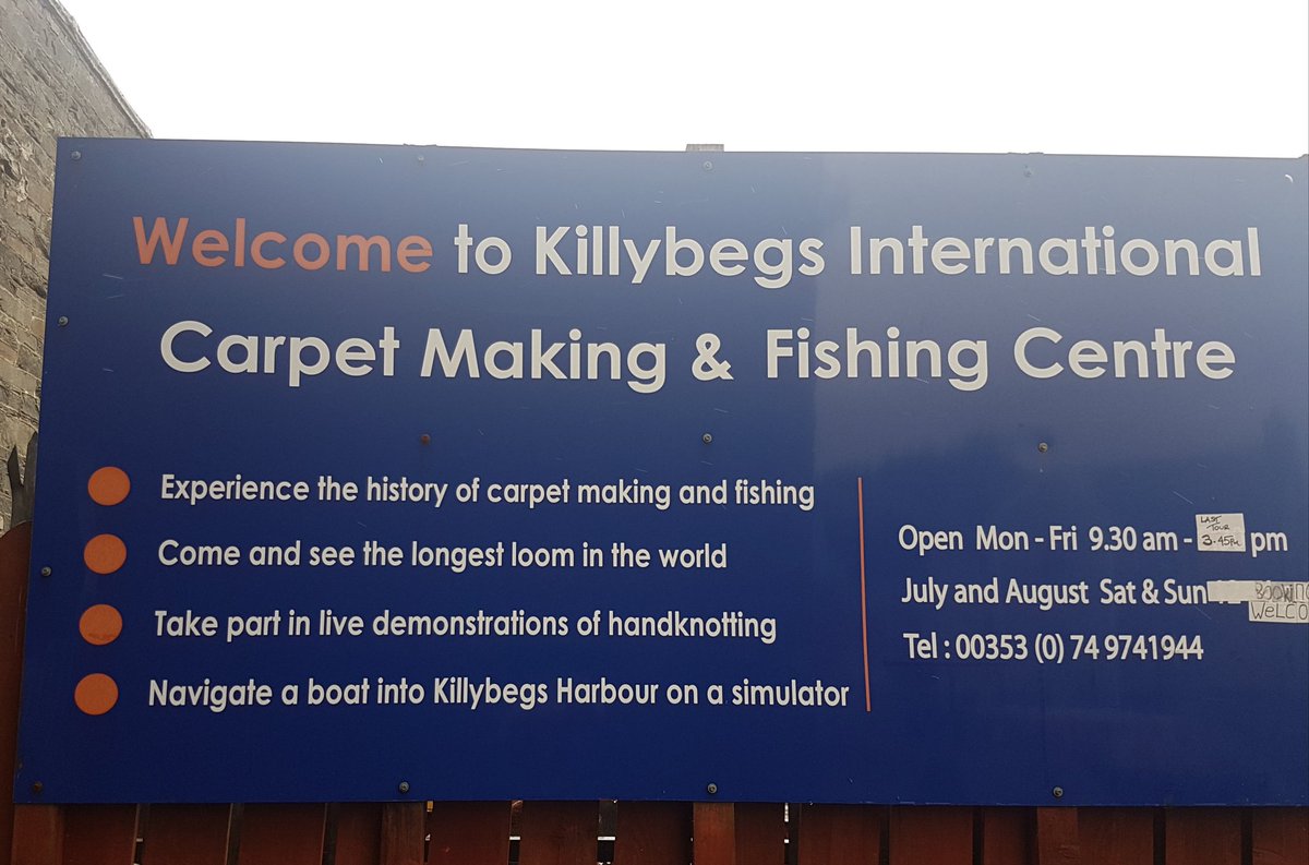 Donegalcomuseum's tweet photo. Many thanks to #Killybegs #carpetmaking & #fishing Centreย for assisting us today with our @CINEprojectEU with @isrc_magee #wellworth visiting to
learn more about #HISTORY of #renowned #Donegalcarpets & Donegal #fishing industry & see #worldslongest hand-knotted loom #WAW https://t.co/8yPoT8PD4w