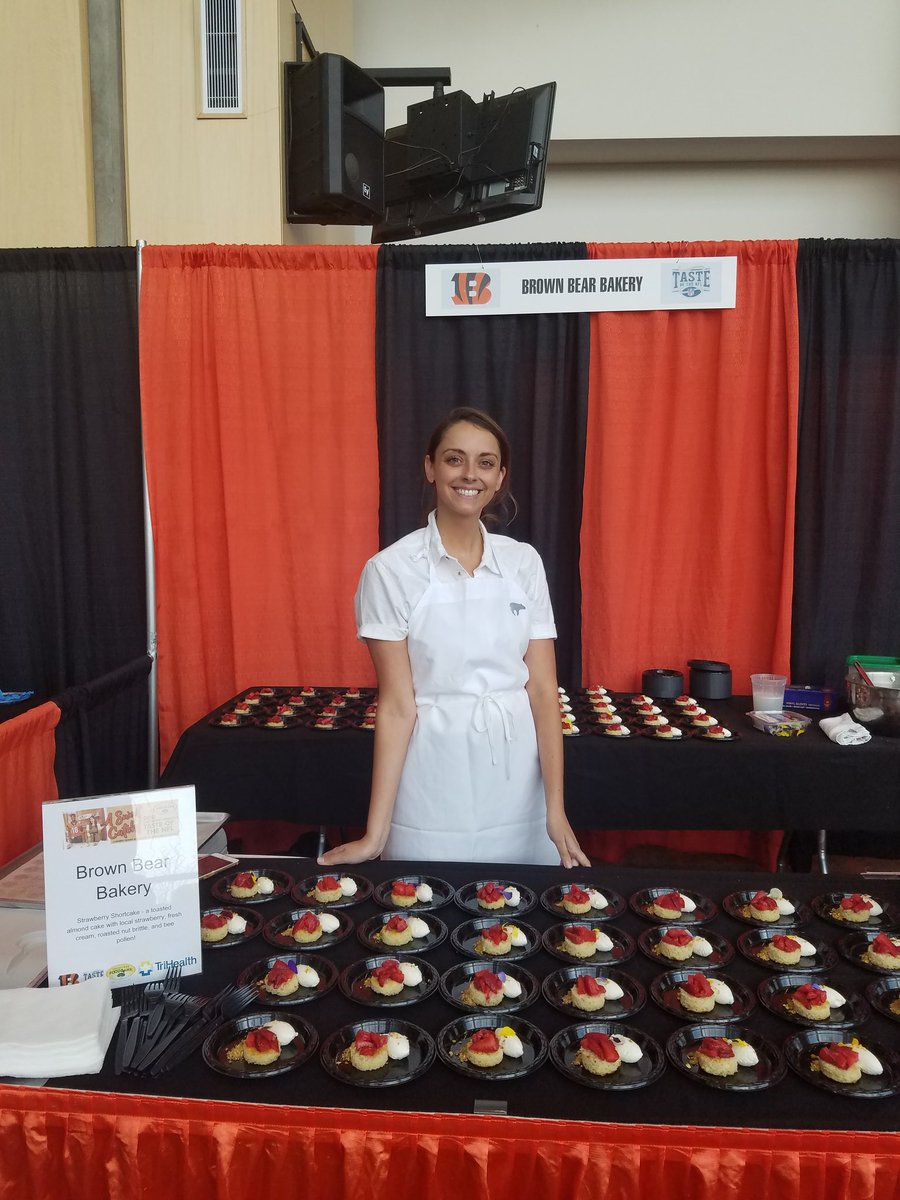 Our host Blair Fornshell of <a href="/BrownBearBakes/">BROWN BEAR BAKERY</a> is here serving up sweet treets. #CincinnatiTasteoftheNFL