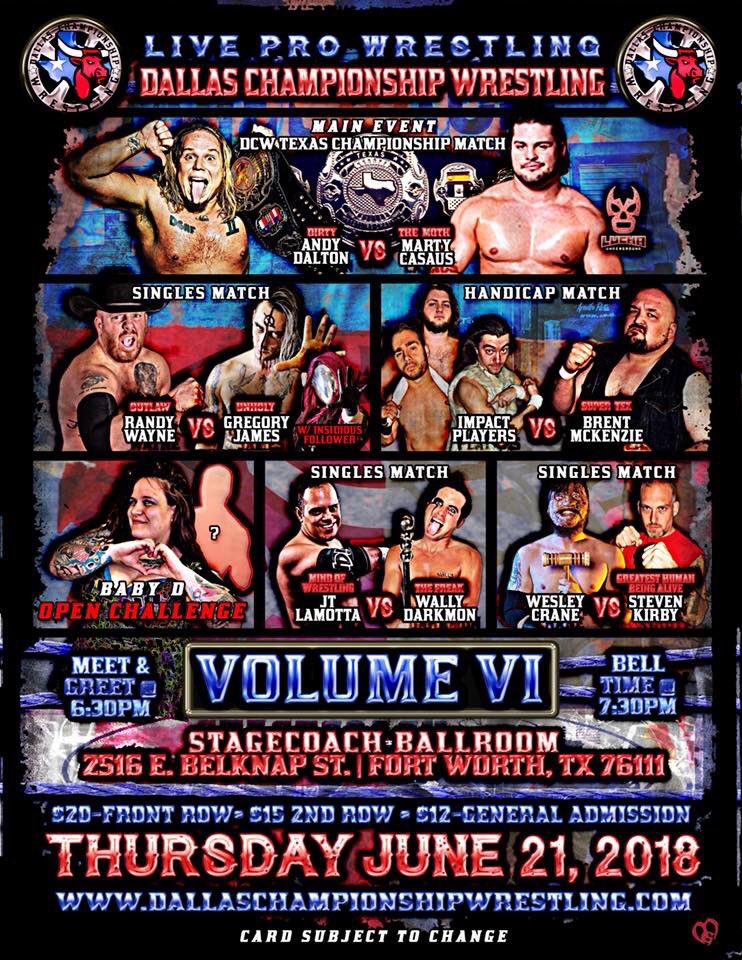 LuchaBeliever's tweet image. Yo, guys... this card for @WrestlingDallas #VolumeVI looks awesome. Idk about you but #Dirty vs #Creepy has some #MOTY potential to me!

Also my travel buddy Baby D makes her DCW debut!

Get your tickets at dallaschampionshipwrestling.com