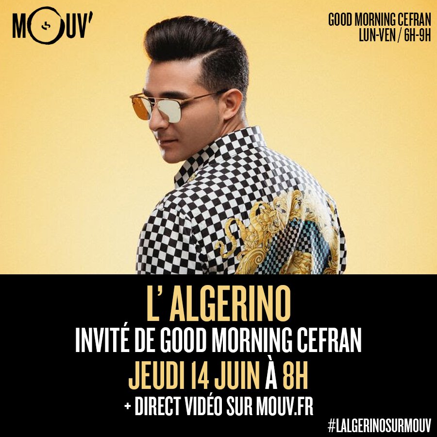 Ce matin, c’est  l’<a href="/ALGERINO_OFF/">🚨New single « ROMÉO » feat Soolking Disponible</a>  qui nous rejoint sur <a href="/mouv/">Mouv'</a> dès 8h00 à l’occasion de la sortie de #International  ! Viens réagir au HT 👉 #l’AlgerinosurMouv 👍