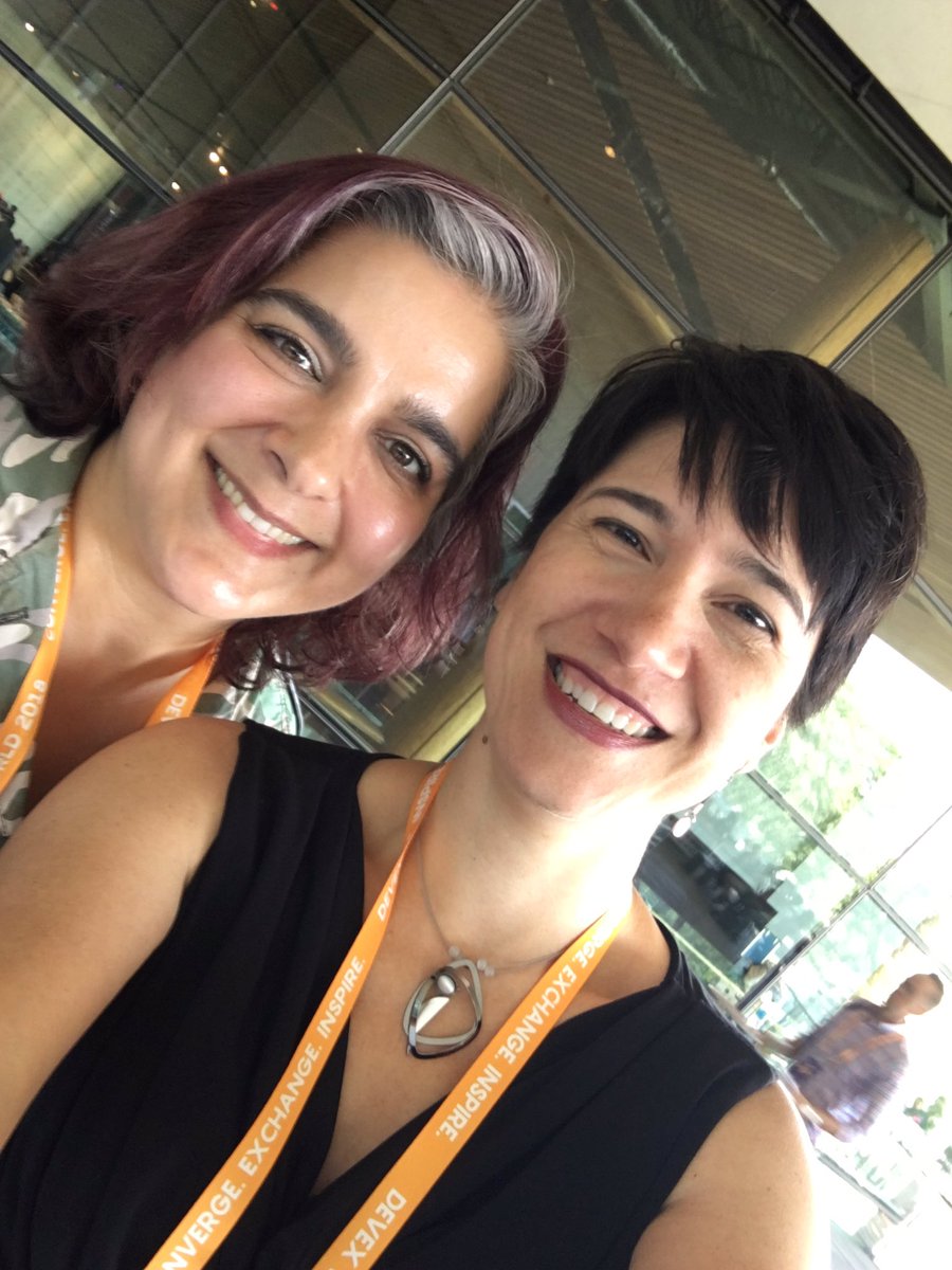 devxroads's tweet photo. That moment at a global conference when you look across the room and recognize someone you've only known online, yet feel is a friend. Fun to meet you IRL, @alanna_shaikh ! #DevexWorld https://t.co/CtoNP2RPQF