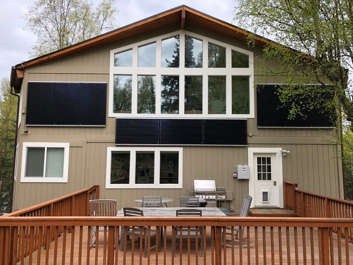 Arctic_Solar's tweet image. Project Spotlight: On a vaulted "hot roof" with unique geometry, this design/ build turned into a beautifully unique solar project. Combining rooftop arrays with wall mounted arrays, this system will produce strongly year-round! #solarinalaska #thetimeisnow #amicussolar