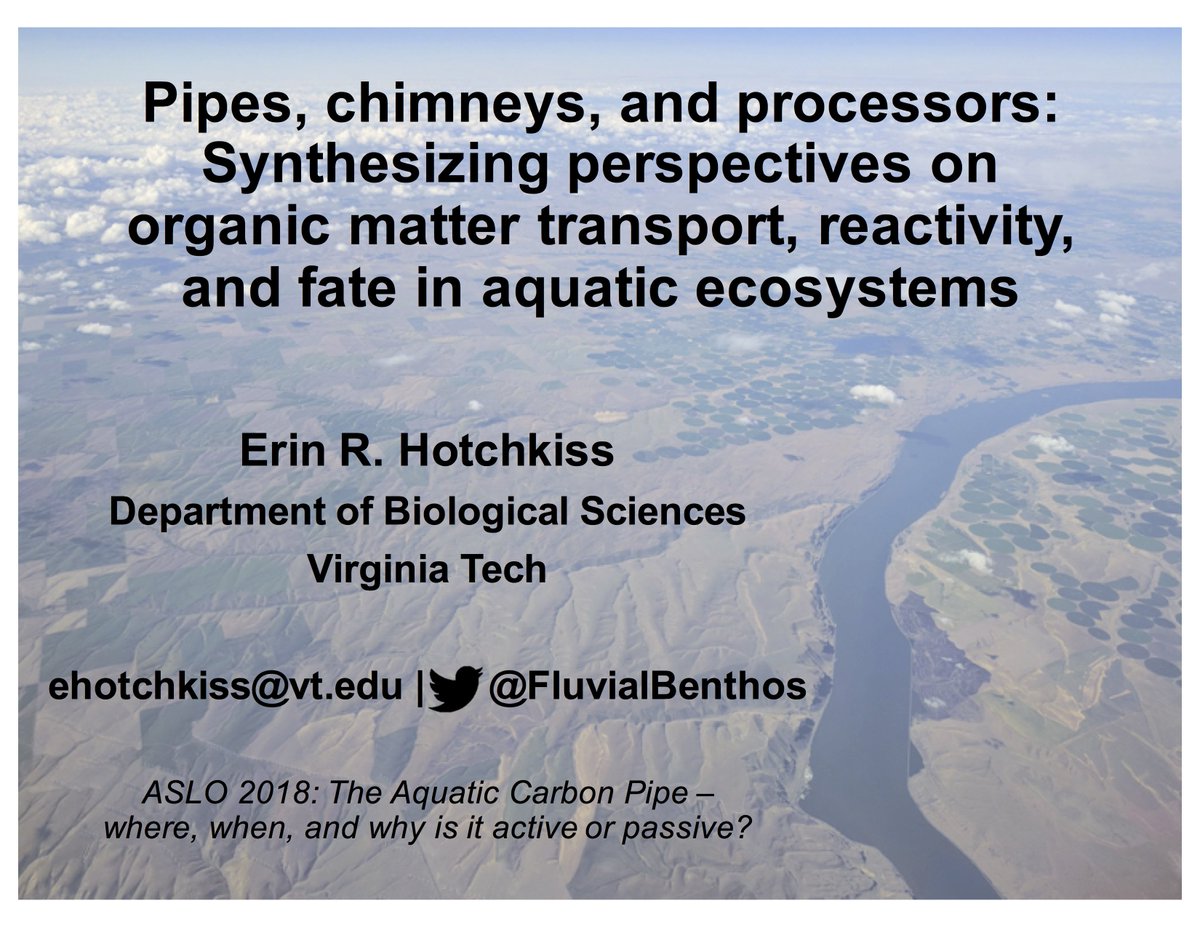 FluvialBenthos's tweet photo. Looking forward to sharing some insights on the state of the science + future opportunities related to "The Aquatic Carbon Pipe - Where, when, and why is it active or passive?" tomorrow at 9am Carson Hall C! #ASLO18 #ASLO2018 #ASLOMtg https://t.co/DBrExS5gW2