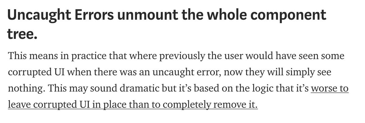 sethmohit's tweet photo. #reactjs , that was a bold move with v16. Uncaught error doesn't mean the whole experience is broken. https://t.co/b0rWqgCmy9