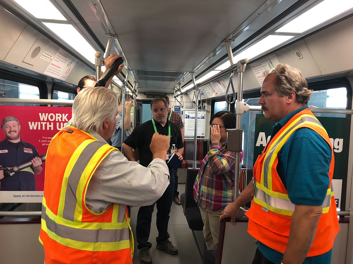 RideRTD's tweet photo. RTD wraps up @APTA_info rail conference with a tour of our light rail maintenance facilities. This event featured a driver-skills competition & sessions on technology, operations, maintenance and safety. RTD was the proud host of several global transit teams. #APTArail18 #transit https://t.co/xH1KFnYOaj