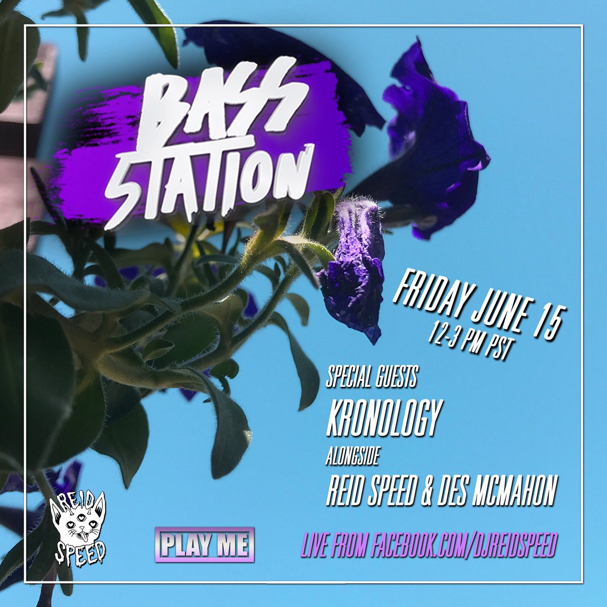 This Friday tune in to the Bass Station 12-3pm Cali time &amp; catch us alongside <a href="/reidspeed/">SPEED OF SOUND</a> &amp; <a href="/DesMcMahon/">Des McMahon</a> dropping tunes live on Facebook! 🔊💻