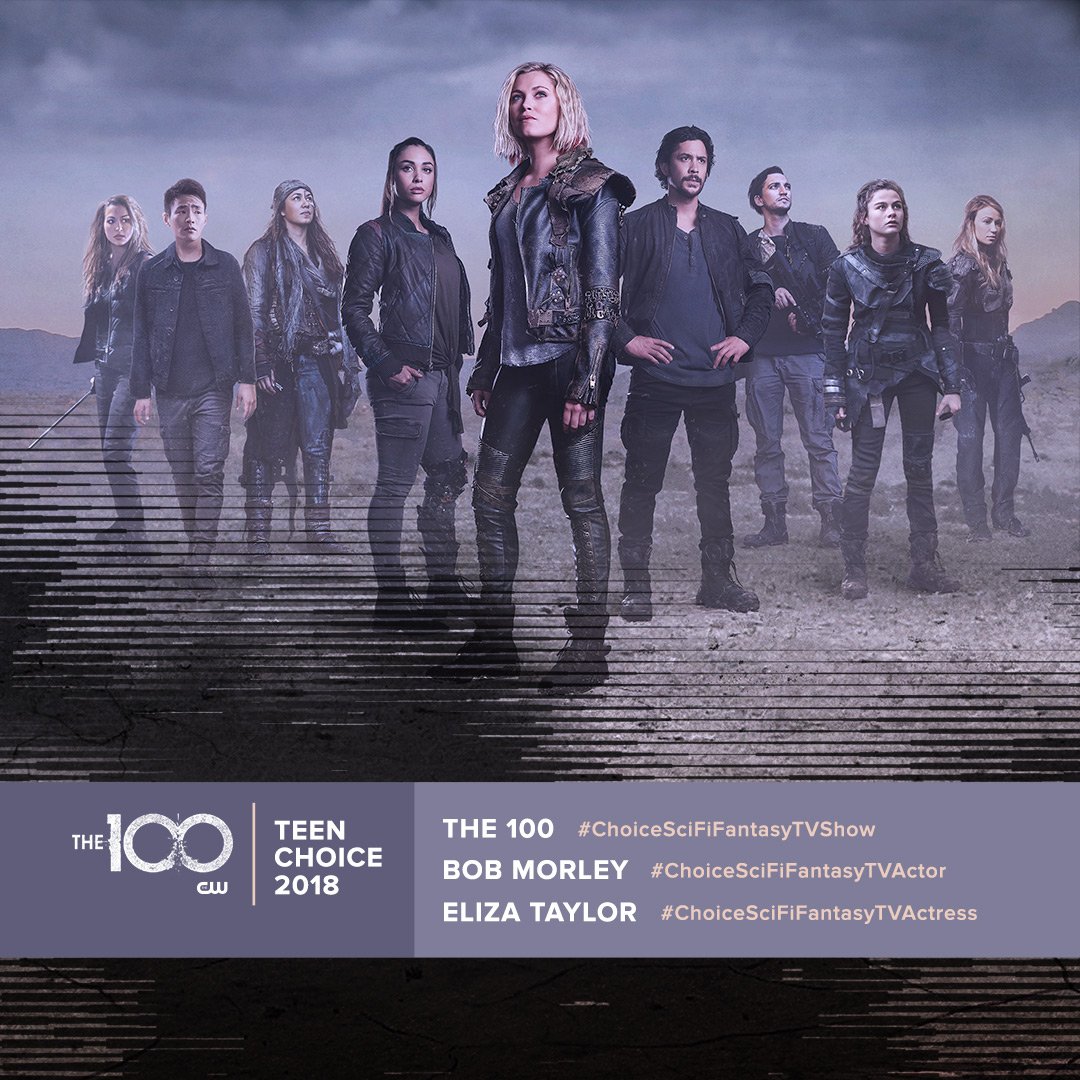 cwthe100's tweet image. Fantastic! Vote for all their #TeenChoice nominations! 
@cwthe100 for #ChoiceSciFiFantasyTVShow 
@WildpipM for #ChoiceSciFiFantasyTVActor
@MisElizaJane for #ChoiceSciFiFantasyTVActress
