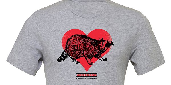 MPR's tweet image. To get the #mprraccoon t-shirts, head to Public Media Market publicmediamarket.org/collections/mp…