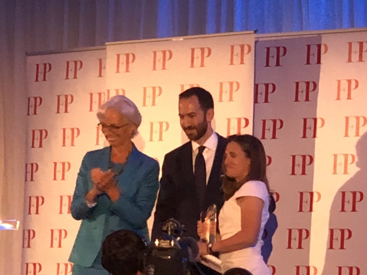 RaviReports's tweet image. Christine @Lagarde honors @cafreeland as @ForeignPolicy #DiplomatOfTheYear.
“It’s time for liberal democracy to fight back,” says Freeland.