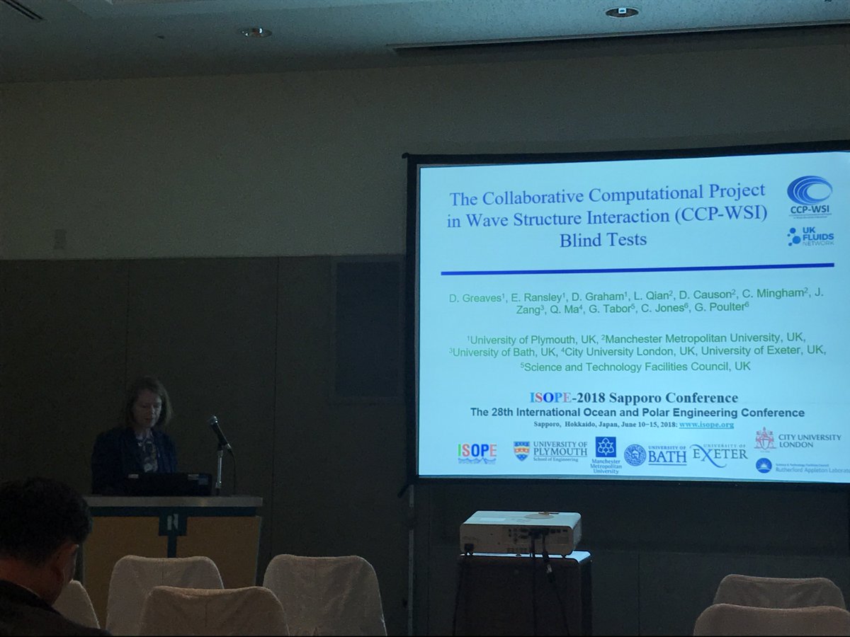 Prof. Deborah Greaves @PlymUni opens the CCP-WSI Blinds Tests session at #isope 2018 @EPSRC @UKFluidsNetwork