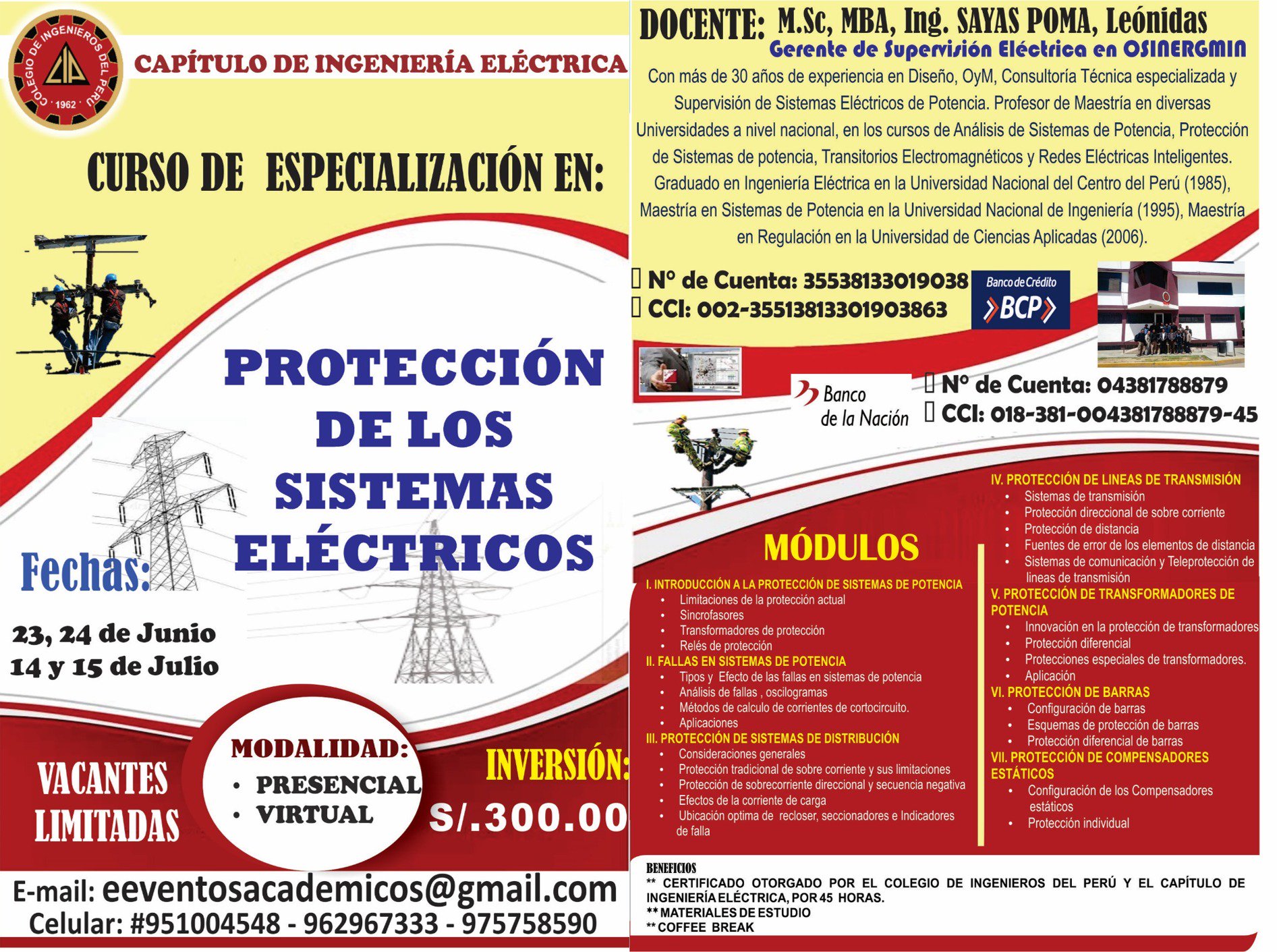 Apretar Playa retirarse cursos junin on Twitter: "CURSO DE ESPECIALIZACIÓN: “PROTECCIÓN DE LOS  SISTEMAS ELÉCTRICOS” Organizado por el Capítulo de Ingeniería eléctrica del  Colegio de Ingenieros del Perú - C.D. Junín. https://t.co/Gu0c7W7Gk5" /  Twitter