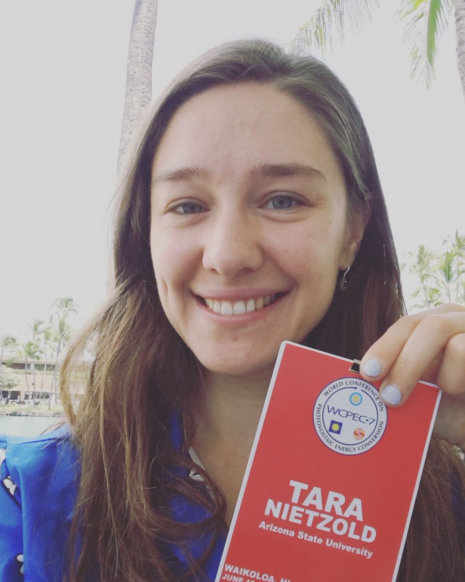 IEEEPVSC's tweet photo. Hi everyone, I’m Tara and I’m a third year PhD student at Arizona State University. My work focuses on defect characterization of thin film solar cells, mainly CIGS. #WCPEC7GSA https://t.co/sbr2XZyLFR