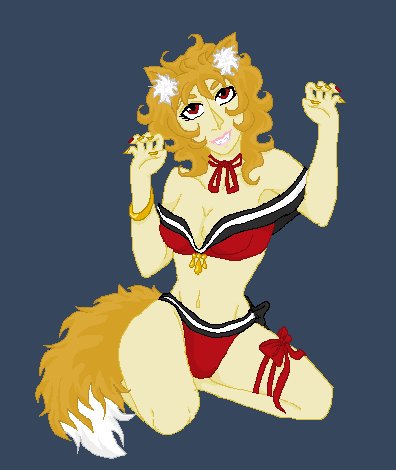 EmptyDollsHouse's tweet photo. #FireEmblemHeroes #FireEmblemfates #FireEmblemifs #fox #kitsune #swimsuit #rawr #ribbions #ruffles #fashion #gold #oc #jewelry #2018timestamp https://t.co/5mBH52XSnG