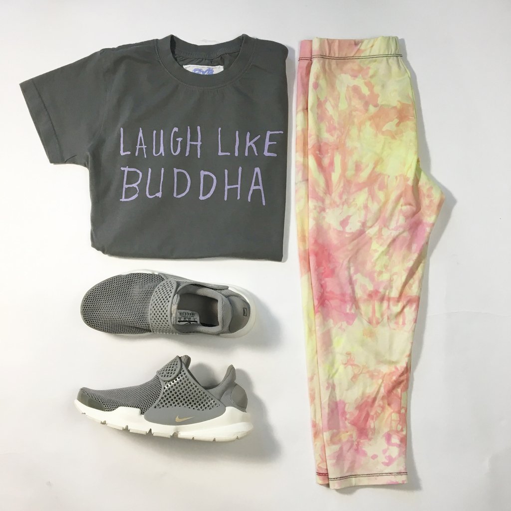 New pair of runners, and our Buddha t-shirt and some sunny yellow leggings...