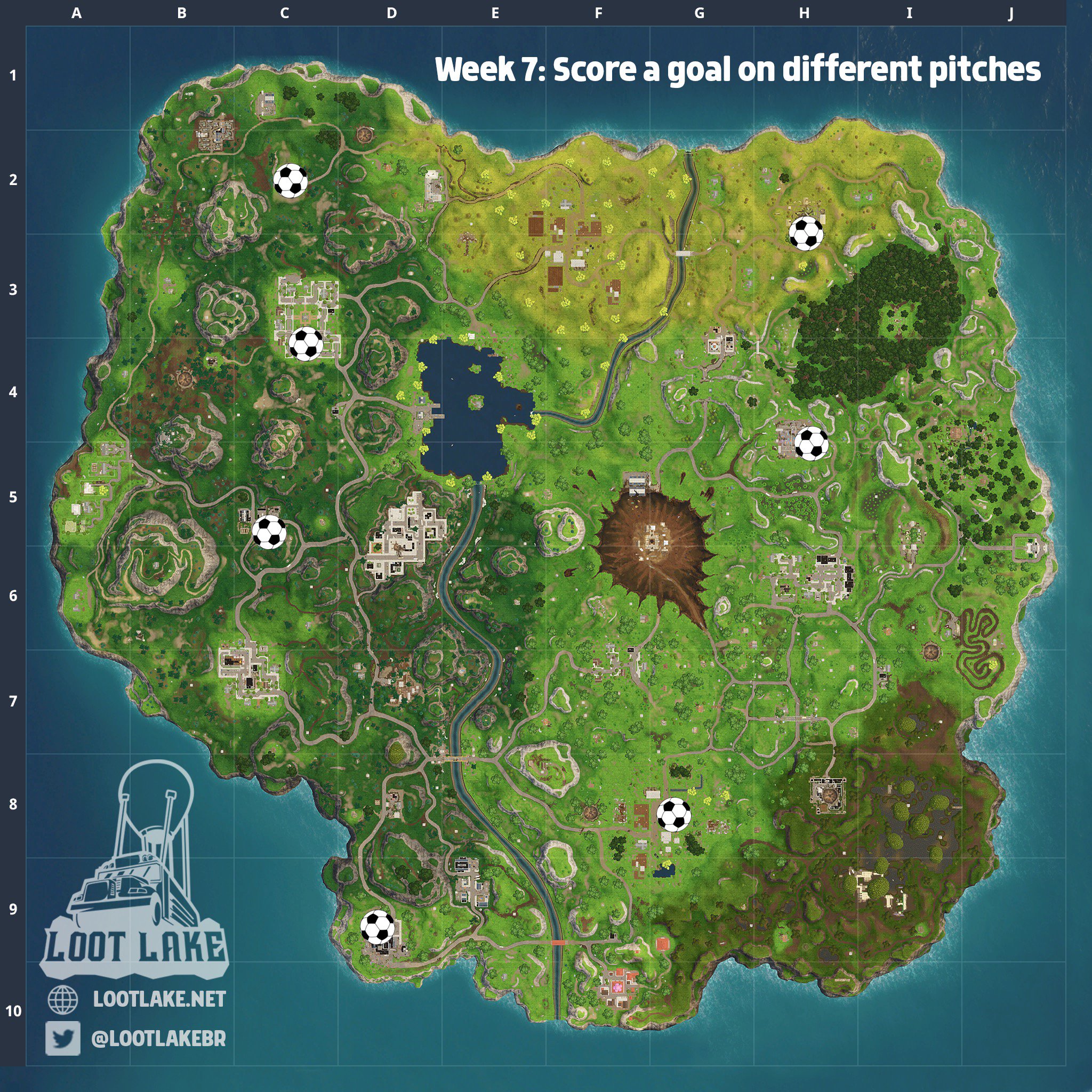 fortnite news lootlake net - score goals 5 different pitches fortnite