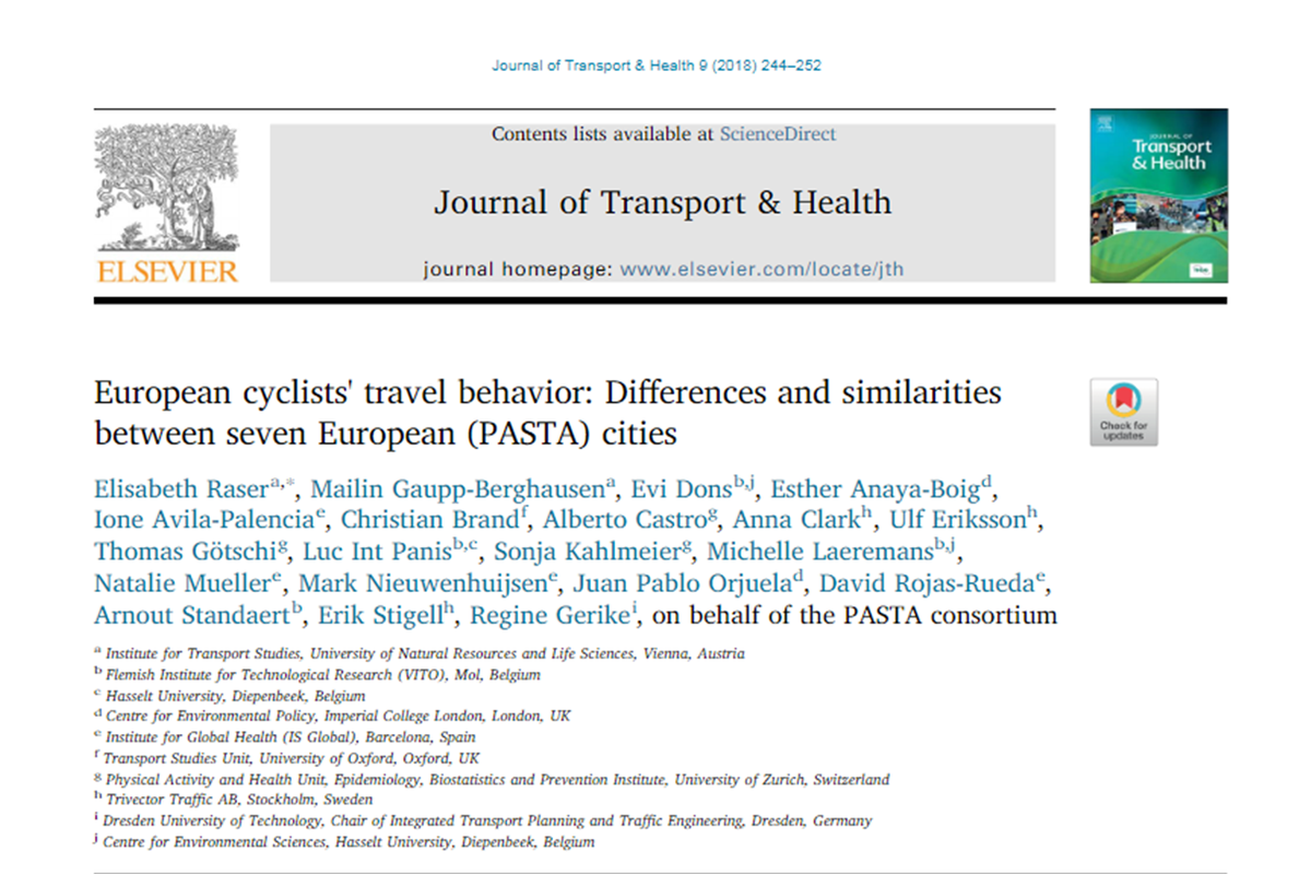ioneavpa's tweet photo. "European Cyclists` Travel Behavior: Differences and Similarities between seven European (@EUPASTA) Cities", final version is now online! https://t.co/bQ62bDvRjS cc @ISGLOBALorg https://t.co/E45jQcvGdv