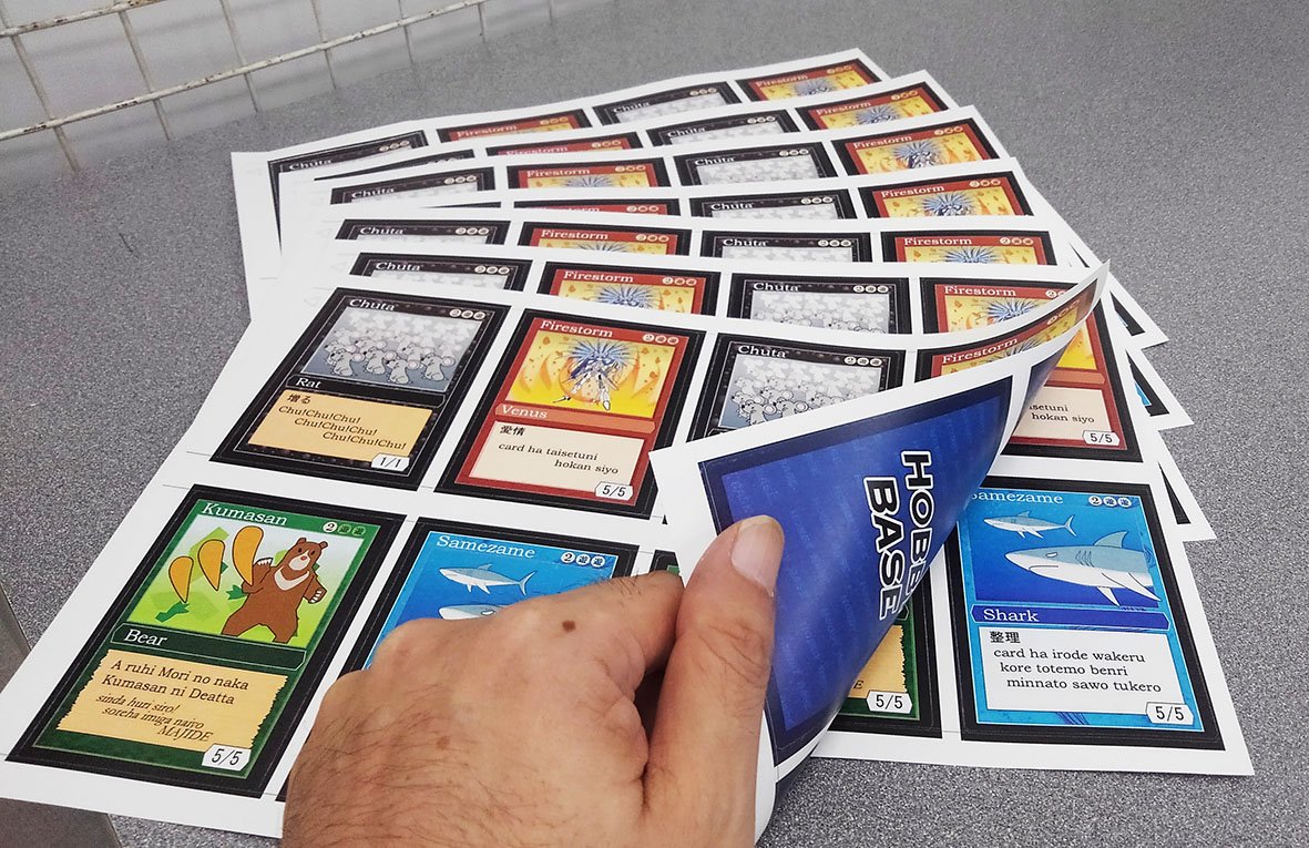 Hobbybase ホビー部門 家庭用プリンターで作れる オリジナルカード用プリントシート Tcgサイズ 両面印刷可能 ミシン目入りなので 簡単に切り取れ カードの端まで印刷可能です オリジナルゲームの少量生産やデッキ構築 ゲームのテストプレイ用