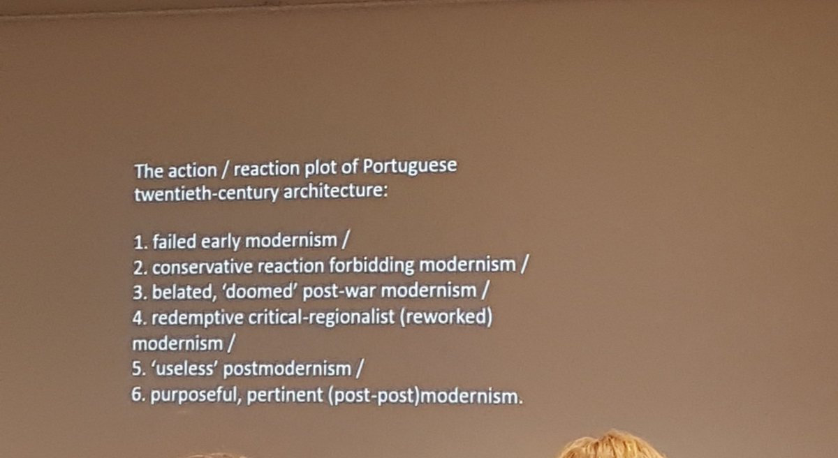 DrJKelly1's tweet photo. Great panel on the peripheries of architectural historiography and the action/reaction model in historical narratives. Slide from Ricardo Costa Agarez's presentation on historiography of Portuguese modernism @eahn_org #eahn2018 https://t.co/E1CUMwW6q8