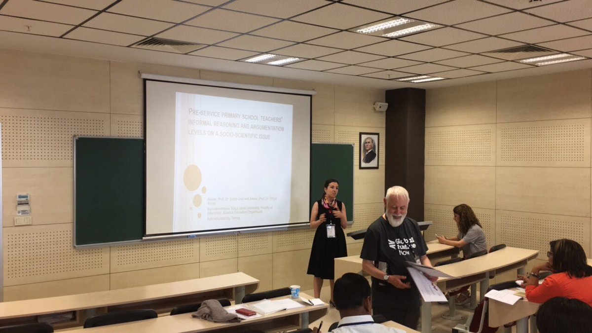 EgitimIau's tweet photo. While Evrim Ural was doing her presentation about "Pre-service Primary School Teachers' Informal Reasoning and Argumentation Levels on a Socio-Scientific Issue" at the 2nd day parallel sessions of @WorldSTEMed #WSEC2018 #STEM @hamideertepinar @DevrimAkgunduz @bcavas https://t.co/W8hjetTnw1