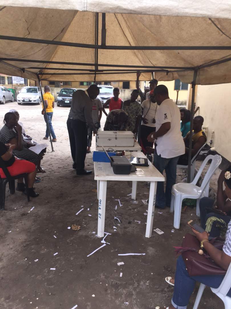 EiENigeria's tweet photo. .@inecnigeria officials finally arrived at 9:30am to a long list of about 30 names written down on a sheet of paper.
#RSVP
#CVRUpdate https://t.co/o768ZF1ho9